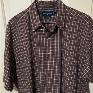 Ralph Lauren Men's Burgundy Plaid Button Down Shirt